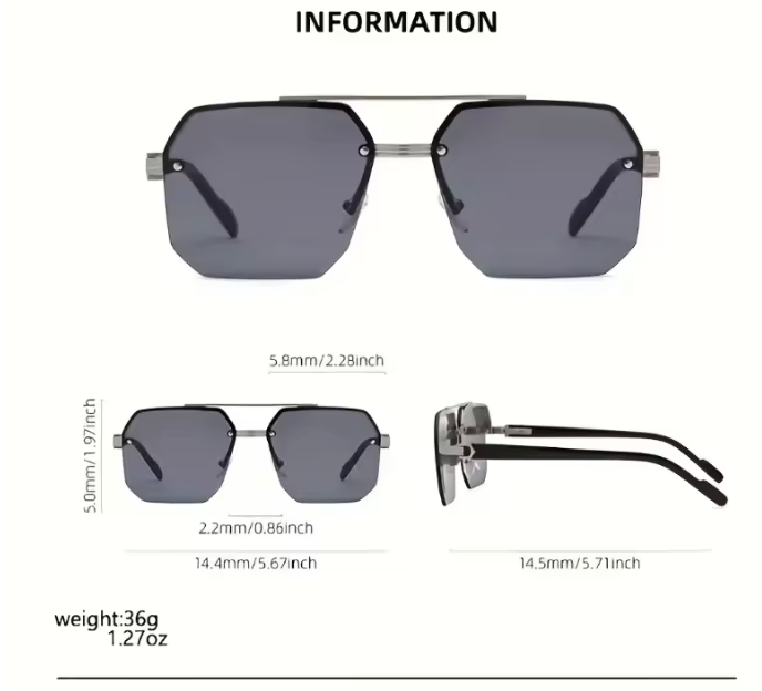 Cannes Rectangle Sonnenbrille Damen – UV400 Verlauf Metall