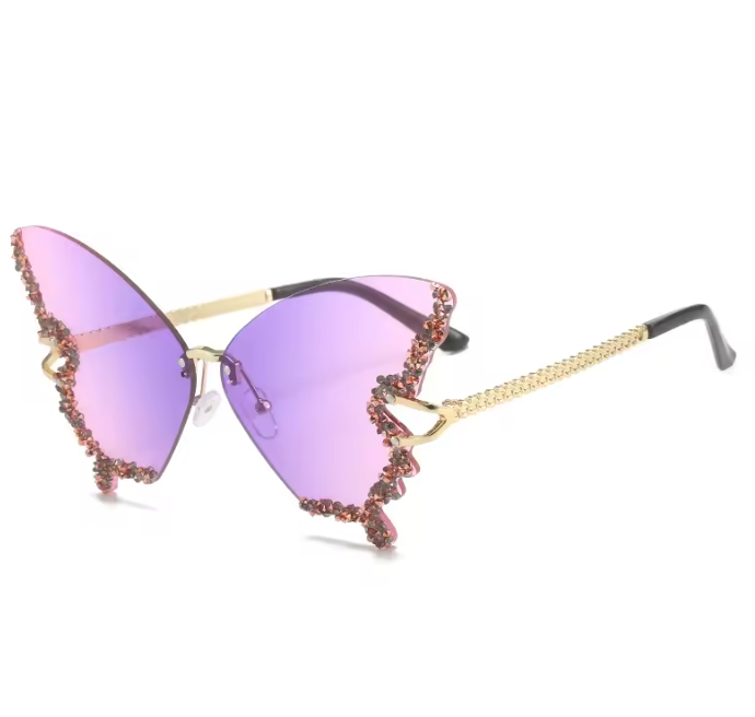 Ibiza Butterfly Sonnenbrille Damen – UV400 Strass Detail