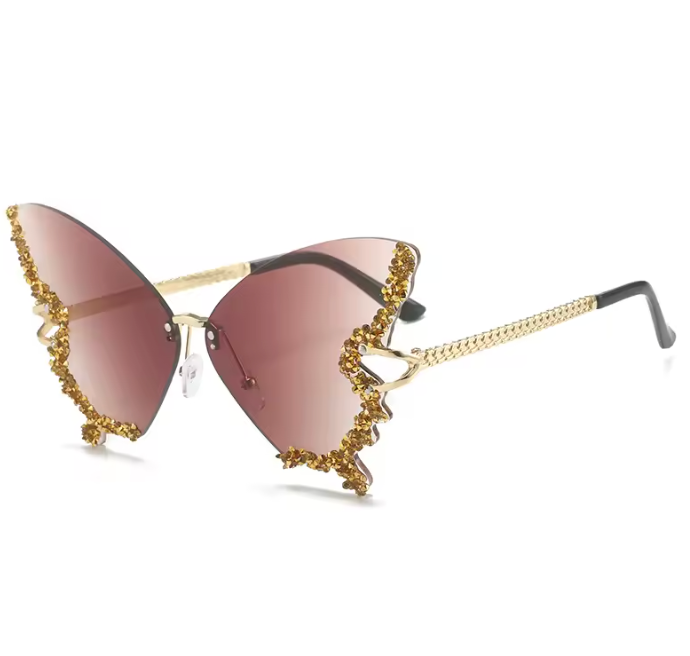 Ibiza Butterfly Sonnenbrille Damen – UV400 Strass Detail