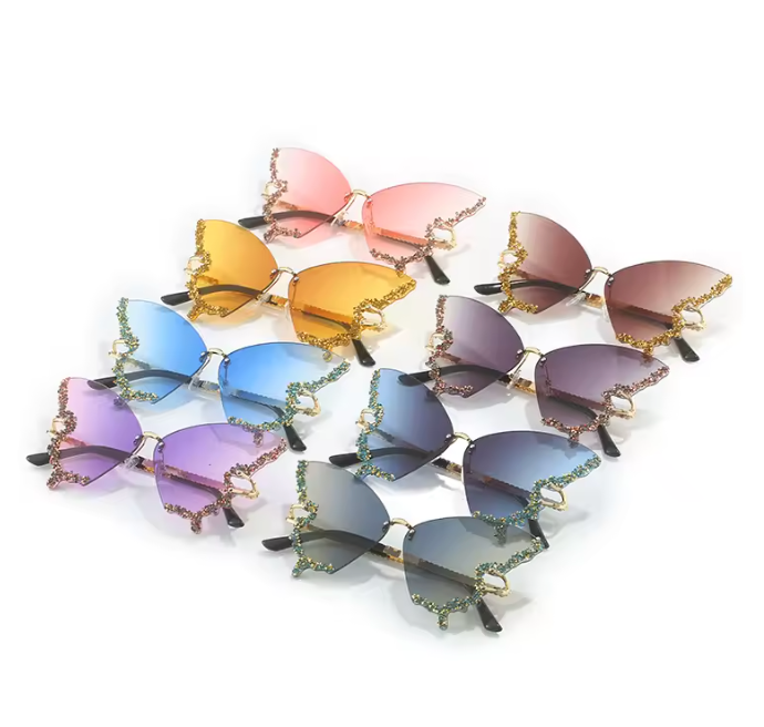 Ibiza Butterfly Sonnenbrille Damen – UV400 Strass Detail
