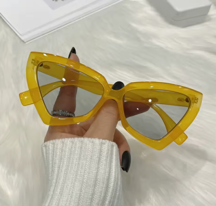 London Polygon Cat-Eye Sonnenbrille Unisex – Spiegel Retro