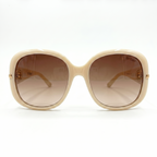 Brilleo Bella polarisierte Damen-Sonnenbrille im Oversize-Design mit cremefarbenem Rahmen und braunen Verlaufsgläsern, Frontansicht