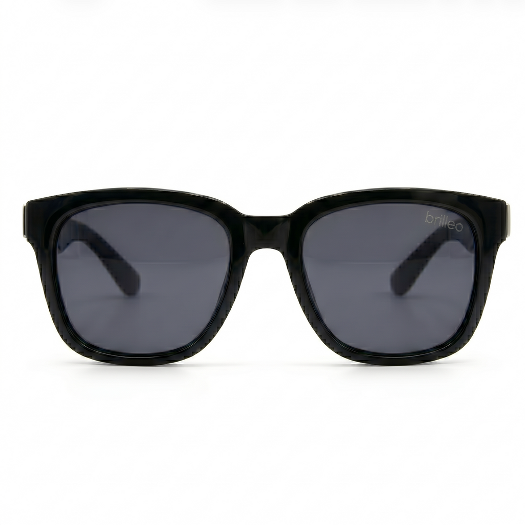 Brilleo Classic polarisierte Sonnenbrille im Wayfarer-Design mit schwarzem Rahmen, Frontansicht