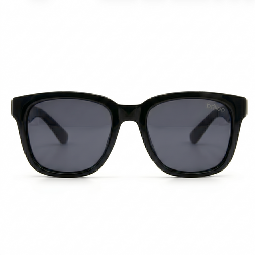 Brilleo Classic polarisierte Sonnenbrille im Wayfarer-Design mit schwarzem Rahmen, Frontansicht