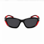 Brilleo Crest polarisierte Wraparound-Sonnenbrille in Schwarz-Rot, Frontansicht