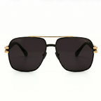 Brilleo Imperial polarisierte Aviator-Sonnenbrille für Herren in Schwarz mit goldenem Doppelsteg, Frontansicht