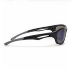 Brilleo Raptor Sportsonnenbrille in Schwarz mit grauen Bügelenden, Seitenansicht