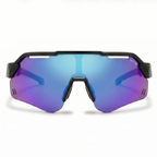 Brilleo Speedy polarisierte Sport-Sonnenbrille im Shield-Design mit blau-violett verspiegelten Gläsern, Frontansicht