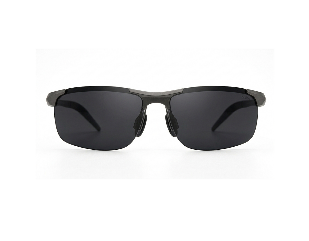 Brilleo Falcon polarisierter Sportsonnenbrille in Gunmetal-Grau, Frontansicht